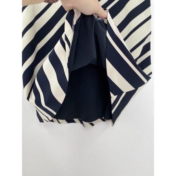 Ann Taylor Women’s Black White Striped A Line Flat Front Lined Casual Skirt 10 - Picture 6 of 11